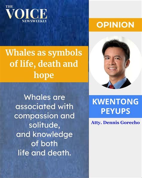 Whales as symbols of life, death and hope .